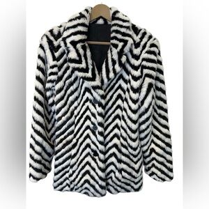 Juxtapose Reversible Faux Fur Zebra Print Jacket Size Large